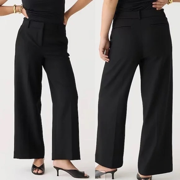 J. Crew Sydney High Rise Wide-leg Pant in Four-season Stretch in Black. - Picture 1 of 8
